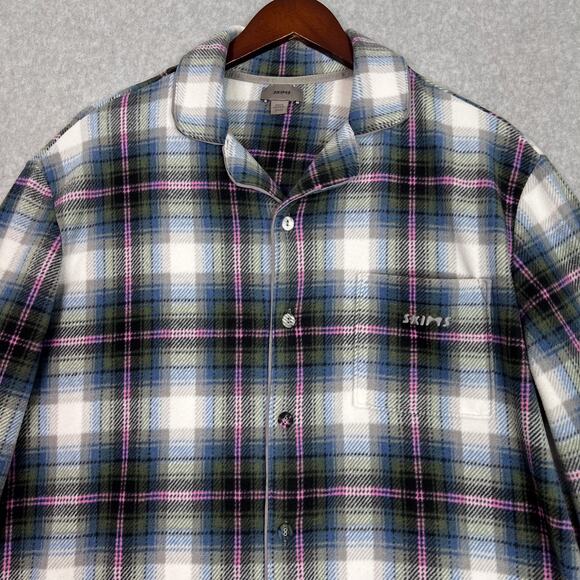 Skims Multi Plaid Gender Inclusive Fleece Sleep Pajama Set Size Small - Picture 4 of 16